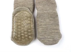 MP light brown melange strømper uld med gummisåler